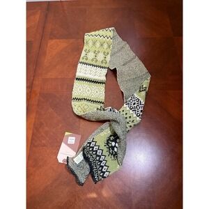 Womens Recycled Cotton Sweater Knit Fashion Scarf Birds Fair Isle Made in USA